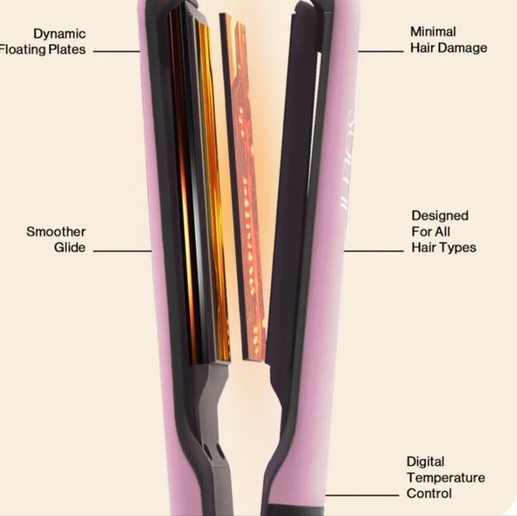 NIB Soleil Dynamic Styler Flat Iron in Baby Pink - Picture 3 of 5
